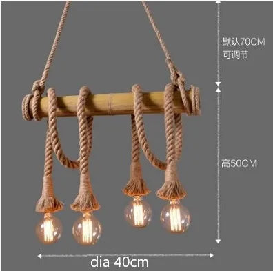 vintage bamboo rope pendant light for home decor