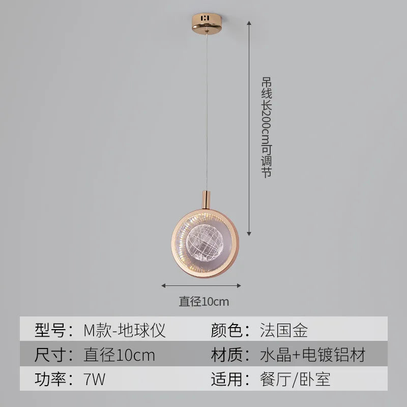 Modern Nordic style gold crystal LED pendant light - vue 20 sur 21