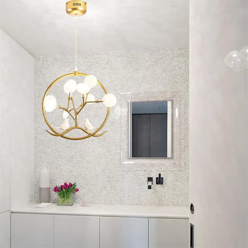 Handcrafted wooden pendant light for modern interior decoration - vue 6 sur 10