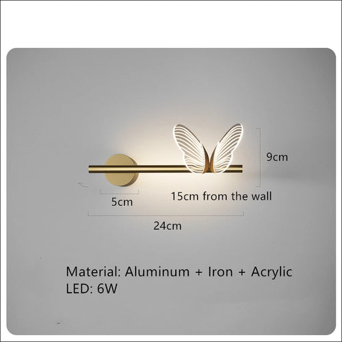 Modern romantic butterfly acrylic wall light - vue 13 sur 17