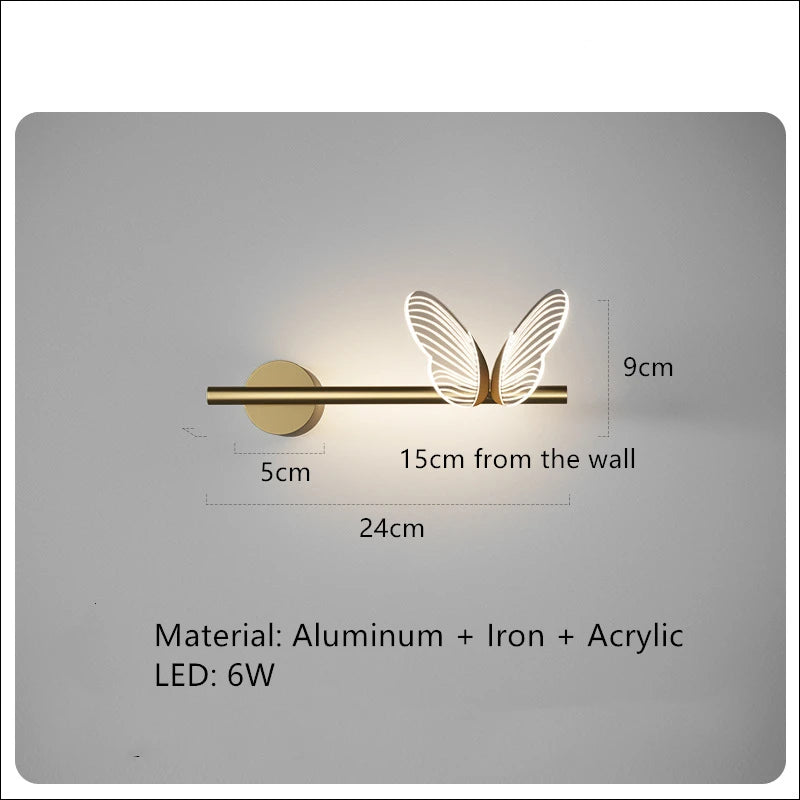Modern romantic butterfly acrylic wall light - vue 12 sur 17