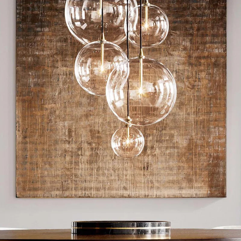 Modern vintage clear glass bubble pendant light - vue 3 sur 9