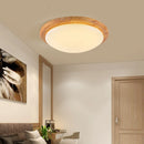 Solid wood LED ceiling light with dimmable brightness for interiors
