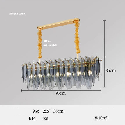 Art Deco LED chandelier in iron and glass with elegant design for modern lighting - vue 17 sur 25