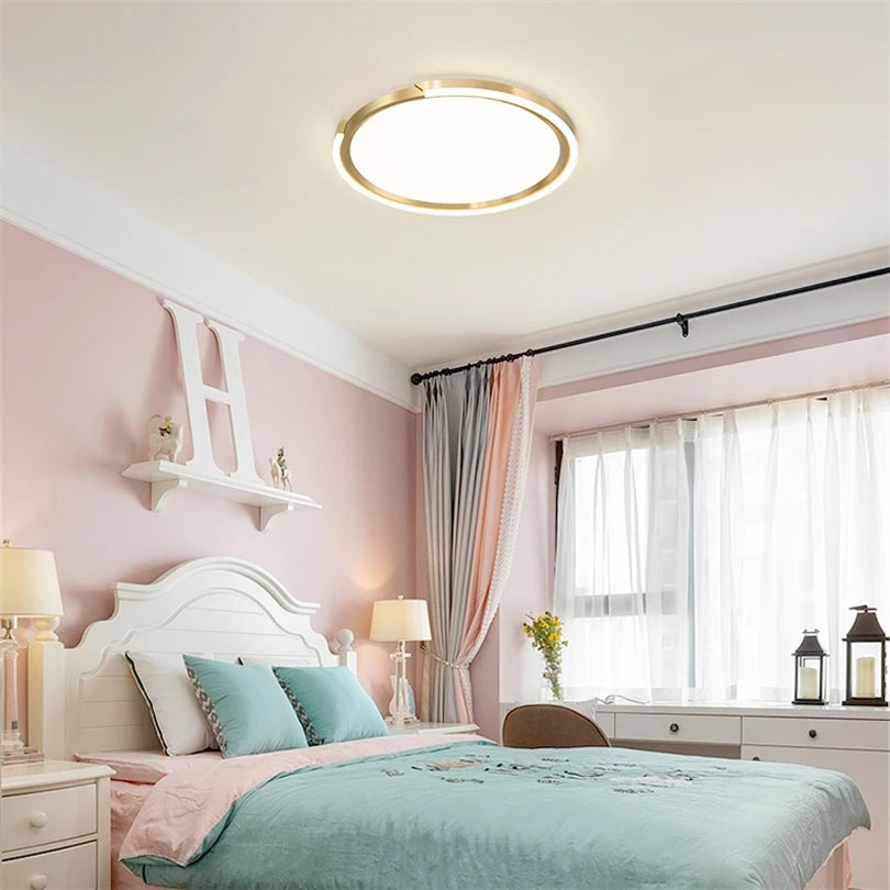 plafonnier led moderne en cuivre doré pour intérieur - vue 3 sur 8