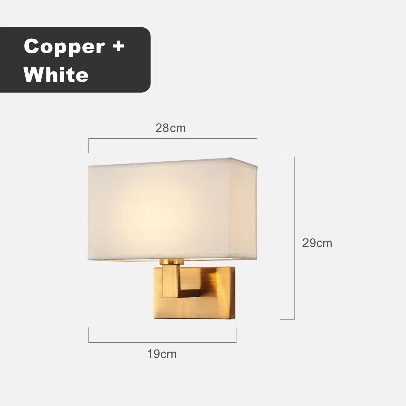 Modern fabric wall light american style square decorative - vue 10 sur 11