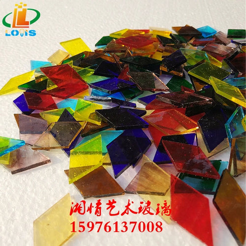 Coloured glass square pieces for children's mosaic art - vue 3 sur 10