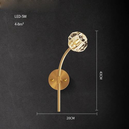 Postmodern copper and crystal LED wall light - vue 21 sur 22
