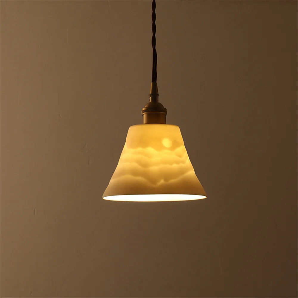 Antique loft style LED brass ceramic pendant light