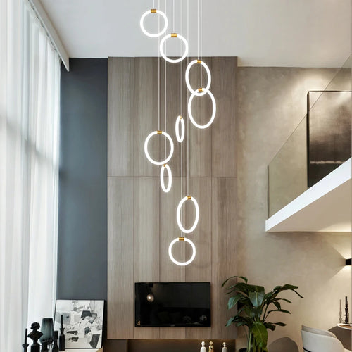 Modern acrylic LED chandelier for luxury decor - vue 6 sur 14