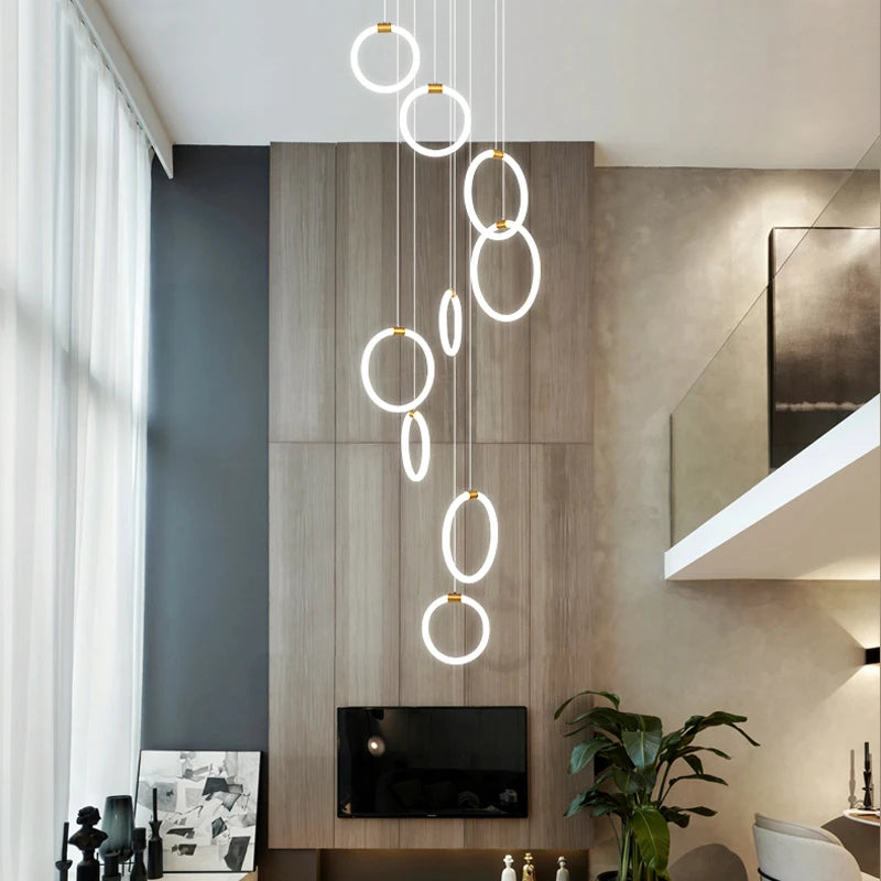 Modern acrylic LED chandelier for luxury decor - vue 5 sur 14