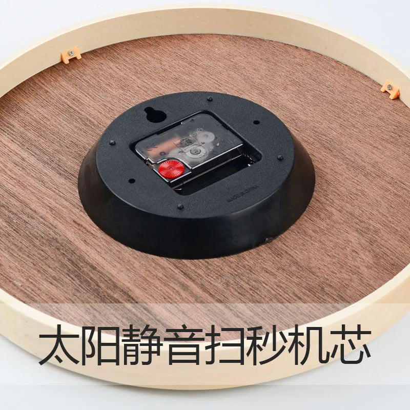 Chinese wooden wall clock Nordic style modern decor - vue 9 sur 9