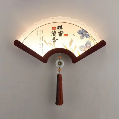 Decorative retro Asian design LED wooden fan wall light - vue 13 sur 18