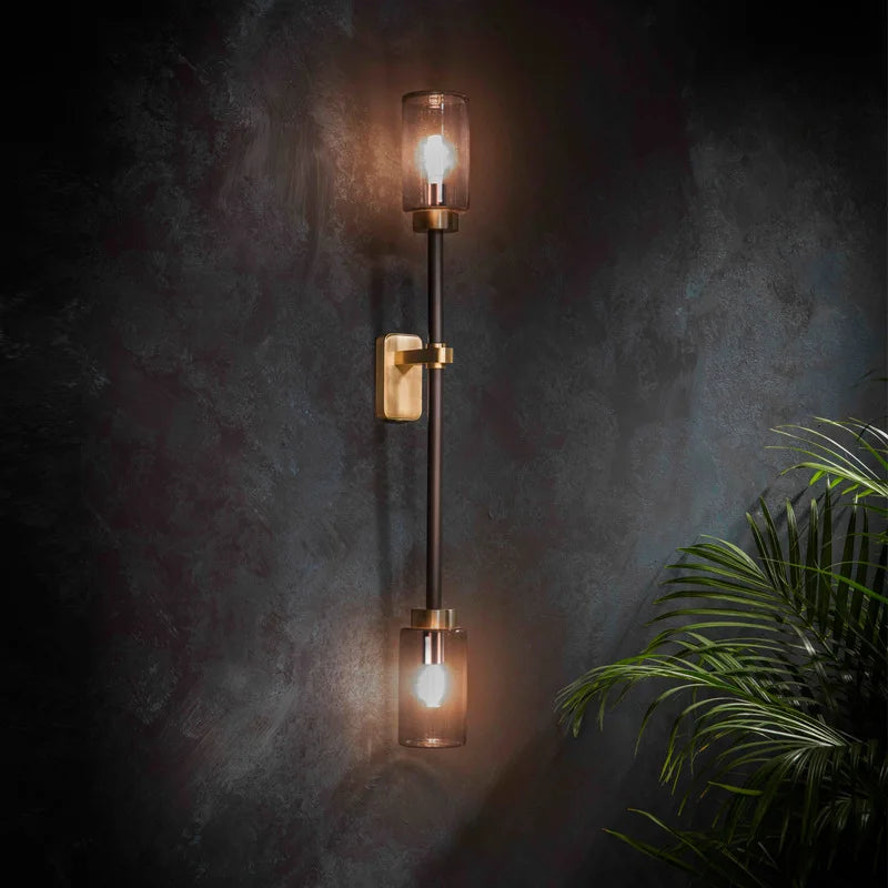 Modern glass and copper wall light for interior decoration