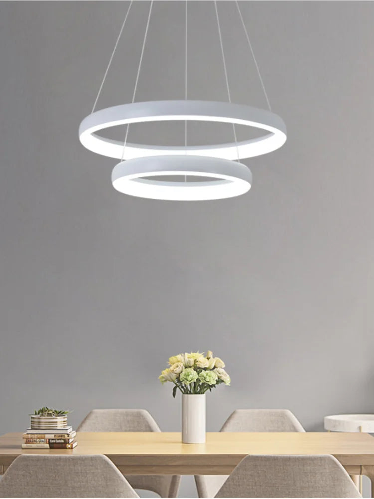 Modern minimalist circular living room chandelier - vue 6 sur 8