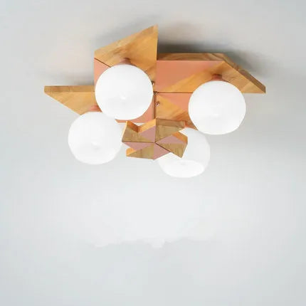 Modern Japanese Makaron wooden children's ceiling light - vue 8 sur 9