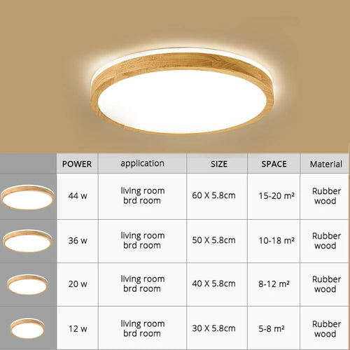 Ultra-slim Japanese solid wood LED ceiling light modern design 2021 - vue 7 sur 15