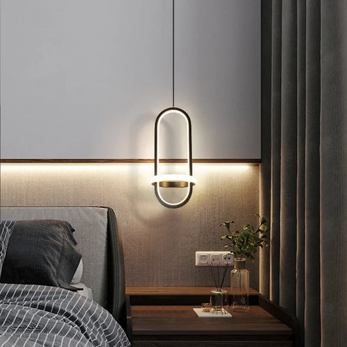 Modern gold decorative LED pendant light for indoor use - vue 2 sur 8