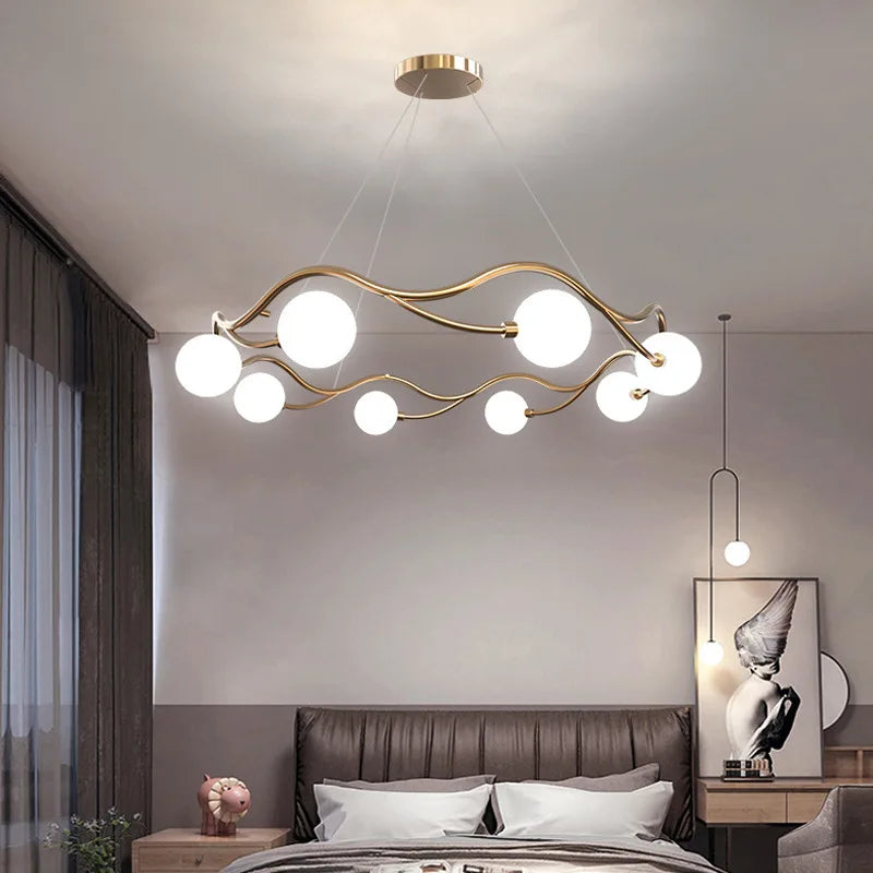Modern white glass chandelier artistic decoration for interiors - vue 4 sur 8