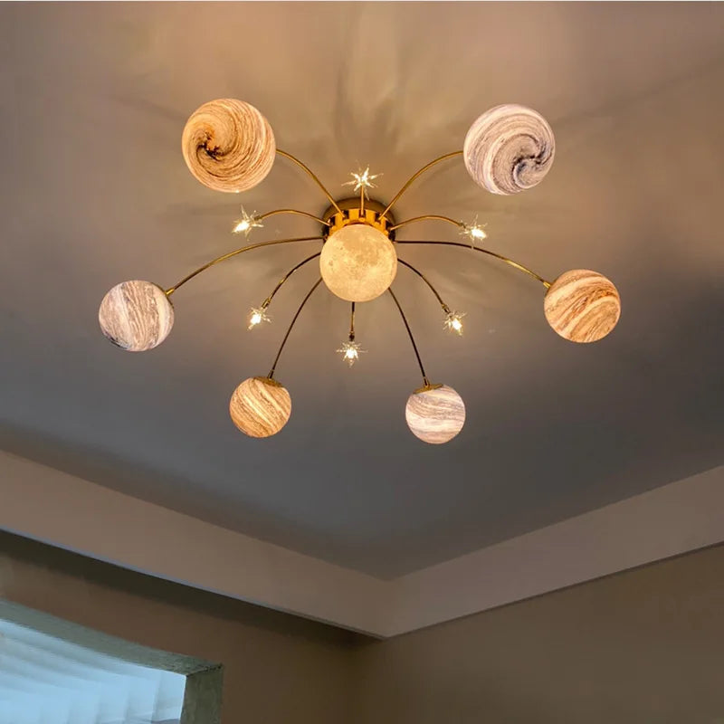Children's glass chandelier with bright modern design for bedroom - vue 2 sur 7