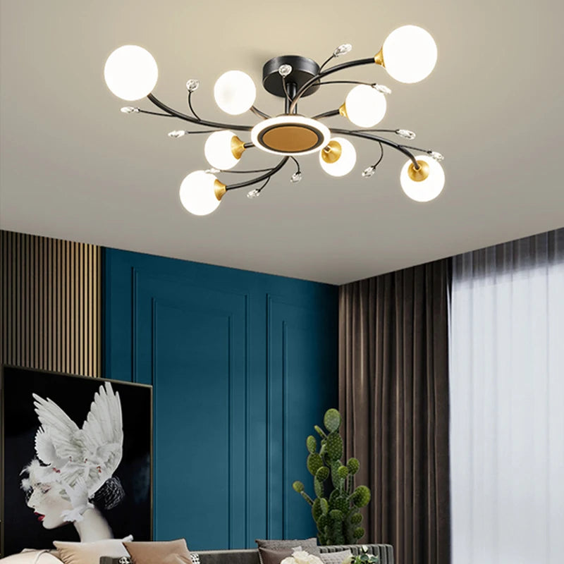 Modern crystal chandelier for an elegant minimalist atmosphere