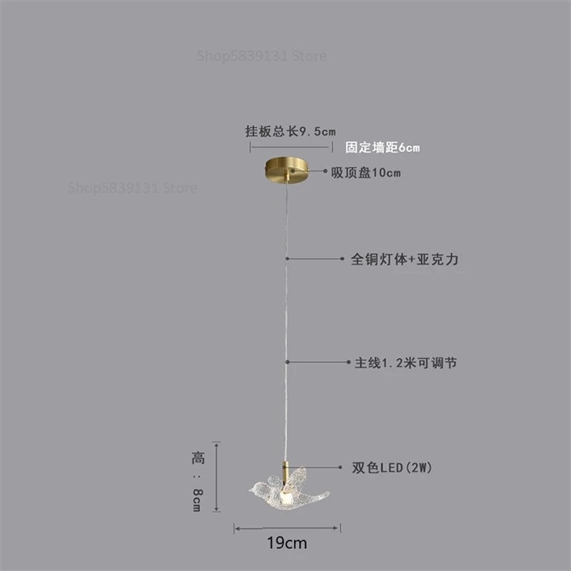 modern luxury crystal chandelier with led bird lamp - vue 9 sur 9