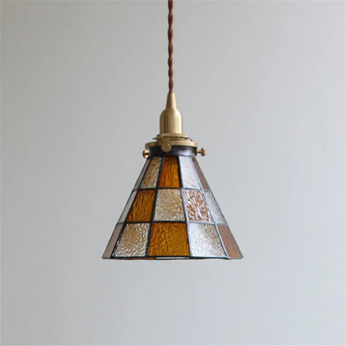Vintage brass and glass pendant light for kitchen - vue 4 sur 6