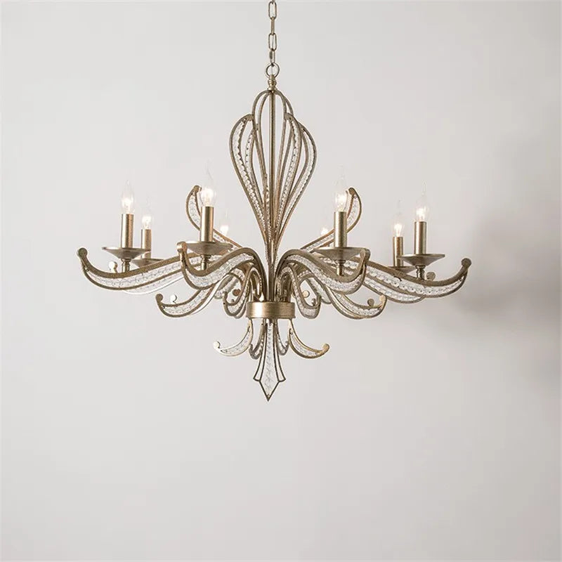 Vintage metal and crystal chandelier for interior decoration