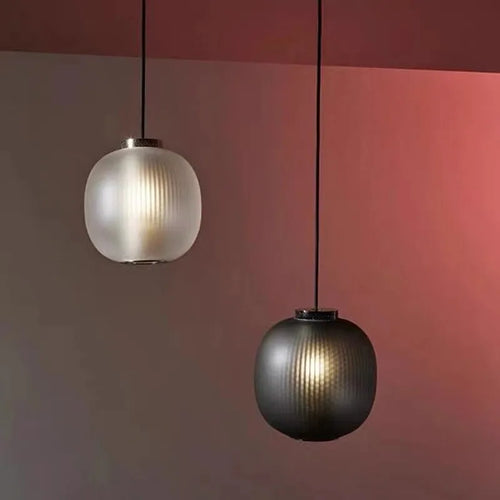 Retro smoked glass pendant light industrial indoor design - vue 2 sur 8