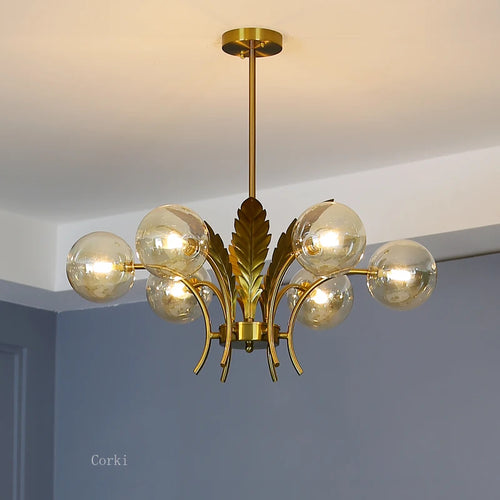 modern glass chandelier minimalist design for elegant interior - vue 10 sur 10