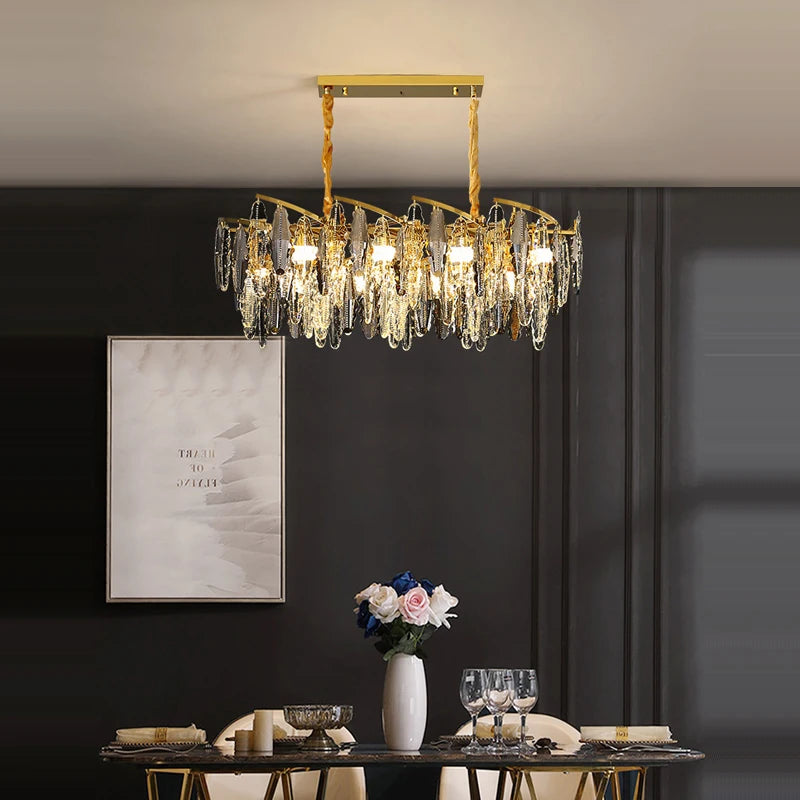 Art deco crystal and elegant metal designer chandelier - vue 3 sur 10
