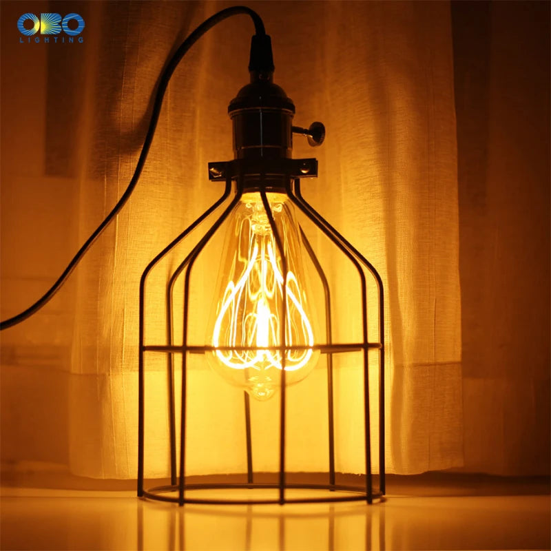 Vintage iron pendant light with switch and lamp holder
