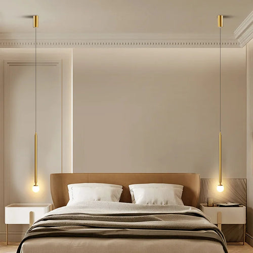 Simple creative pendant light with long glass and aluminium cable - vue 5 sur 10