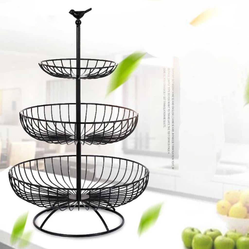 Three tier fruit basket for kitchen storage
