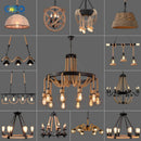 Vintage hemp rope chandelier with iron lampshade for bars and cafés