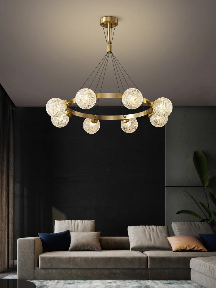lustre en cuivre postmoderne design nordique pour éclairage élégant - vue 3 sur 10