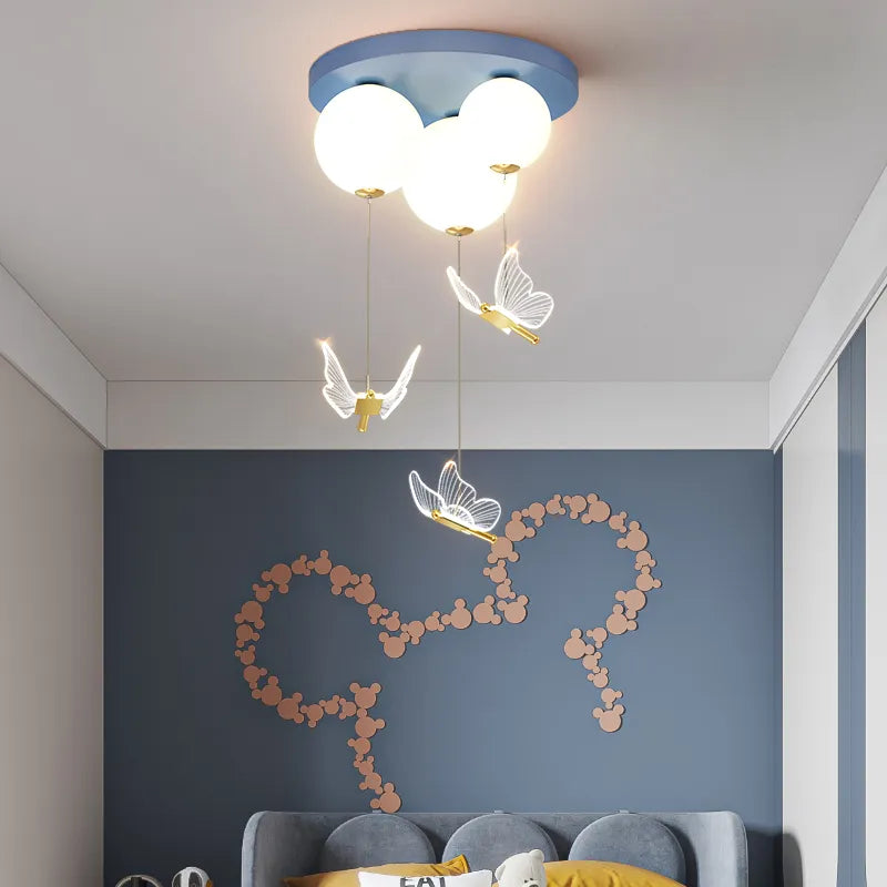 Simple modern ceiling light with romantic butterfly globe