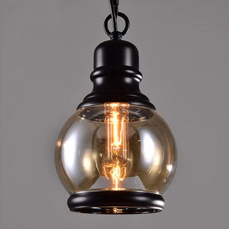 Vintage glass wine bottle pendant light industrial style