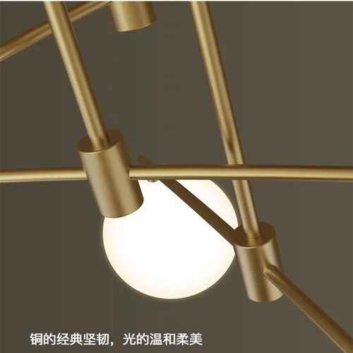 Gold chandelier with glass globe for indoor lighting - vue 5 sur 12