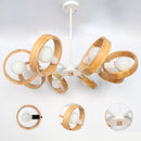 Nordic wooden chandelier lamp for living room, bedroom and dining room, round wood lampshade, black E27 pendant light