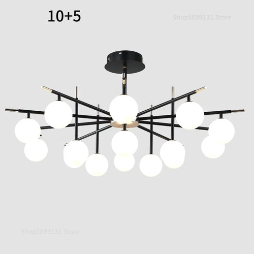 Nordic iron chandelier with LED glass balls for restaurant - vue 19 sur 20