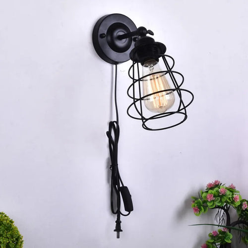 Iron bedside lamp with vintage bulb and switch - vue 4 sur 8