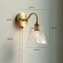 Modern glass LED wall light with pull chain switch for bathroom and bedroom, nordic copper
