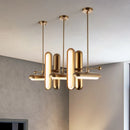 Art deco gold chandelier in glass and iron for elegant lighting