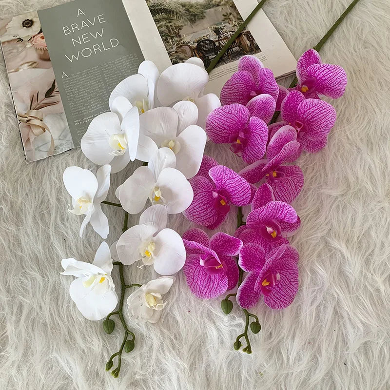 preserved phalaenopsis orchid artificial flowers for wedding decoration - vue 5 sur 17