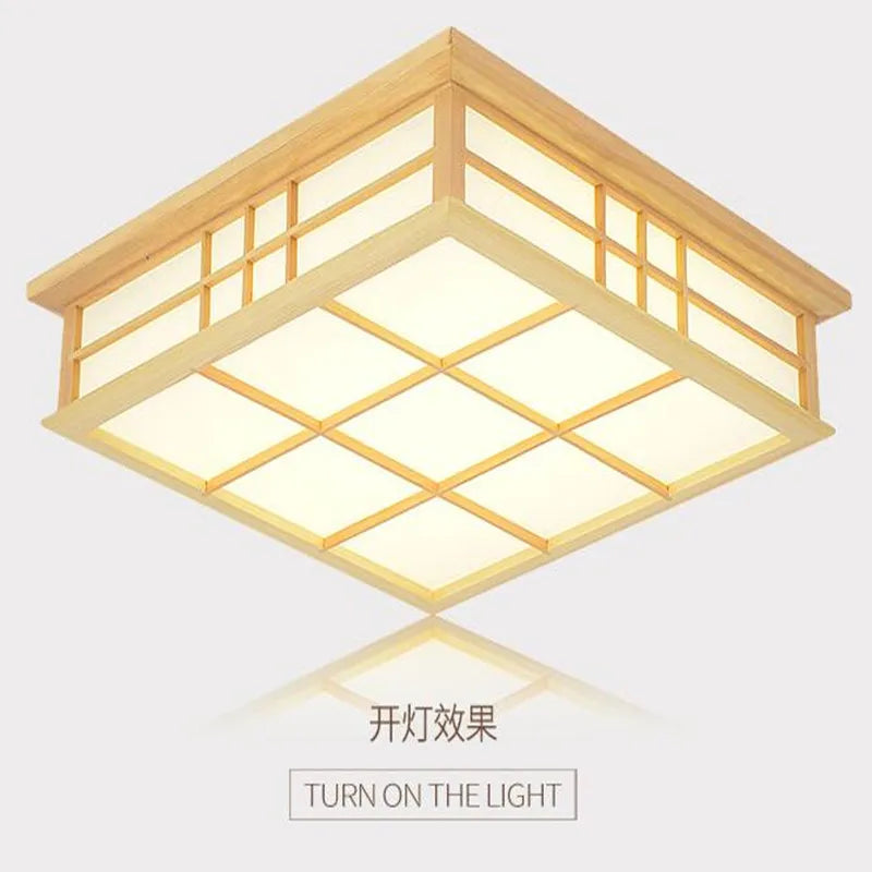 Japanese wooden LED ceiling light for elegant lighting