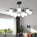 Nordic iron chandelier with LED glass balls for restaurant