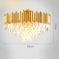 Postmodern LED lamp in stainless steel, crystal and golden marble