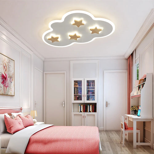 Creative LED ceiling light with clouds and stars for children - vue 4 sur 9