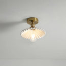 Nordic copper LED ceiling light with switch for bedroom, living room, stairway, ceramic mount - gold finish